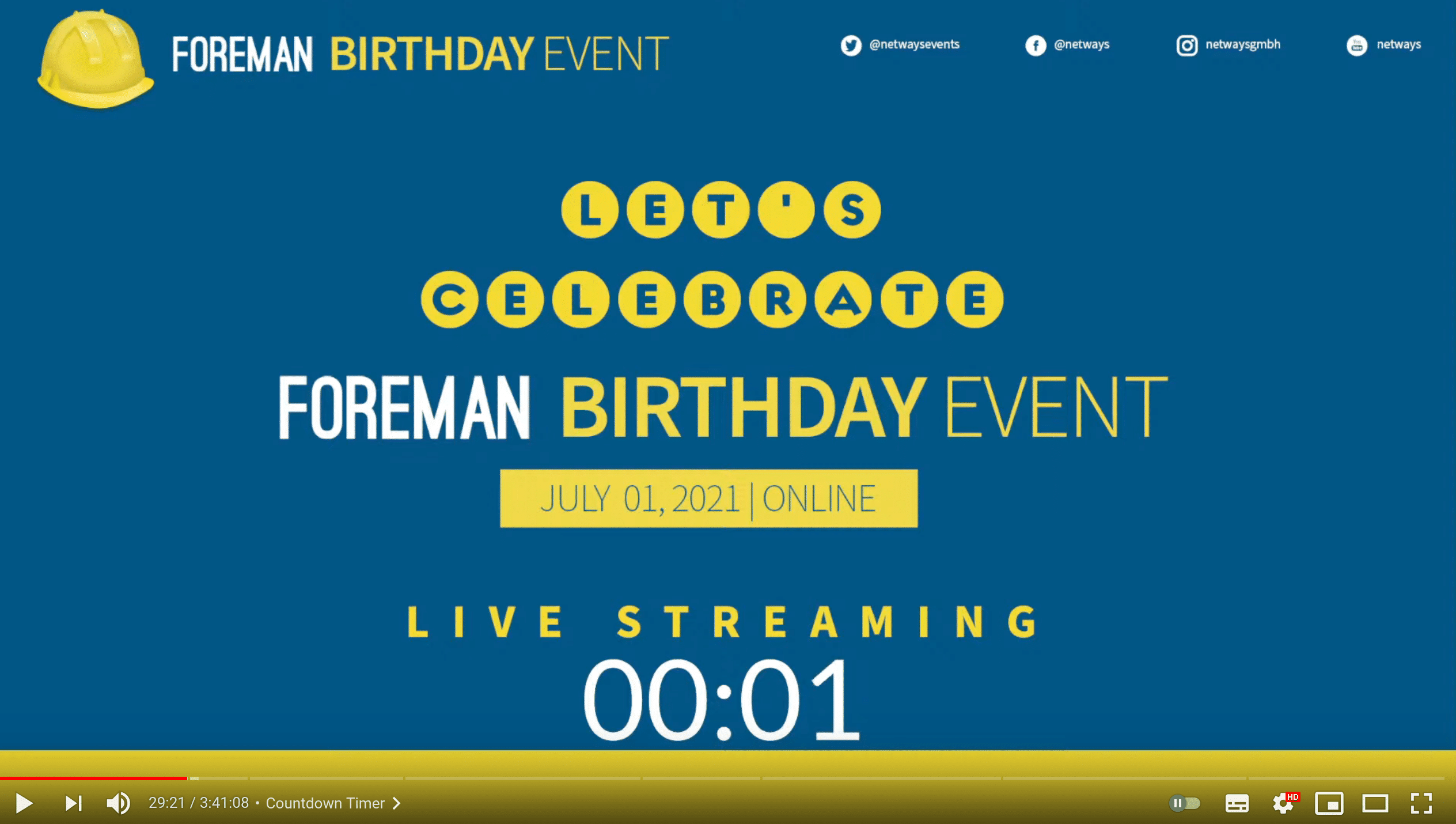 Stream of the Foreman Birthday event 2021