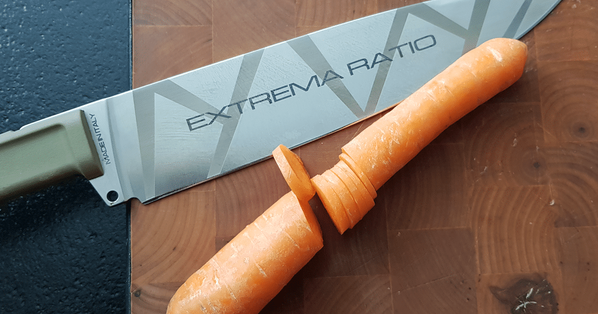 Knife chopping a carrot