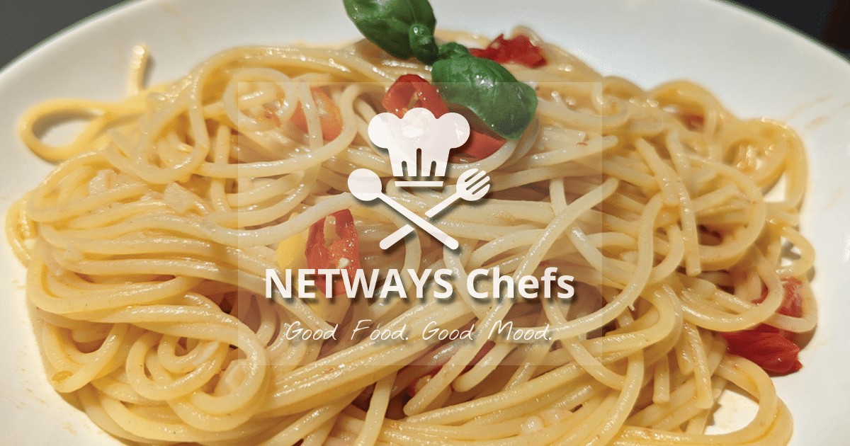 NETWAYS Chefs- Andrew kocht Spaghetti con aglio e olio d’oliva
